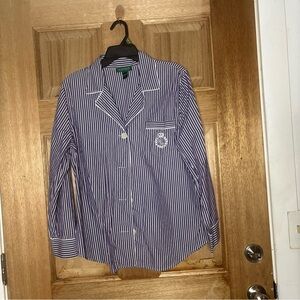 Lauren Ralph Lauren women’s purple button‎ down Striped Shirt size XL